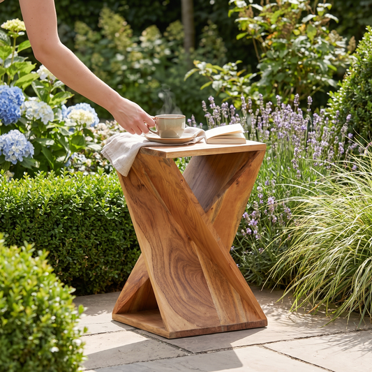 Acacia side table lifestyle