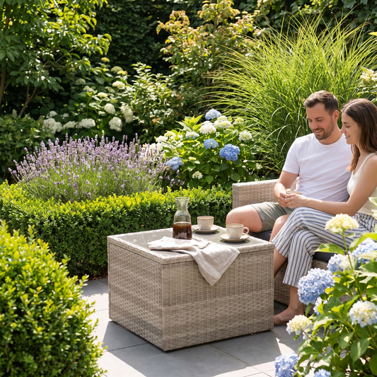 Garden table with top lifestyle